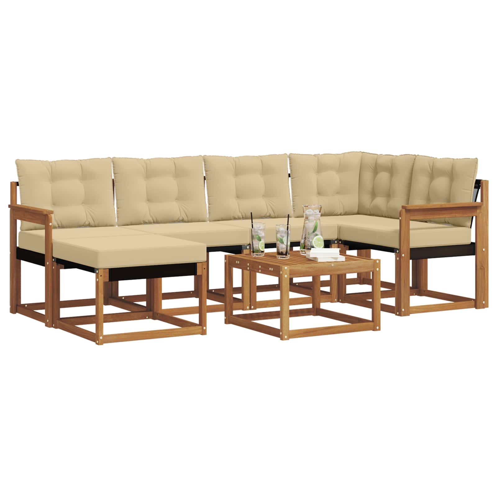 Set di divani con cuscino 7 pcs Naturale e Beige 3368852