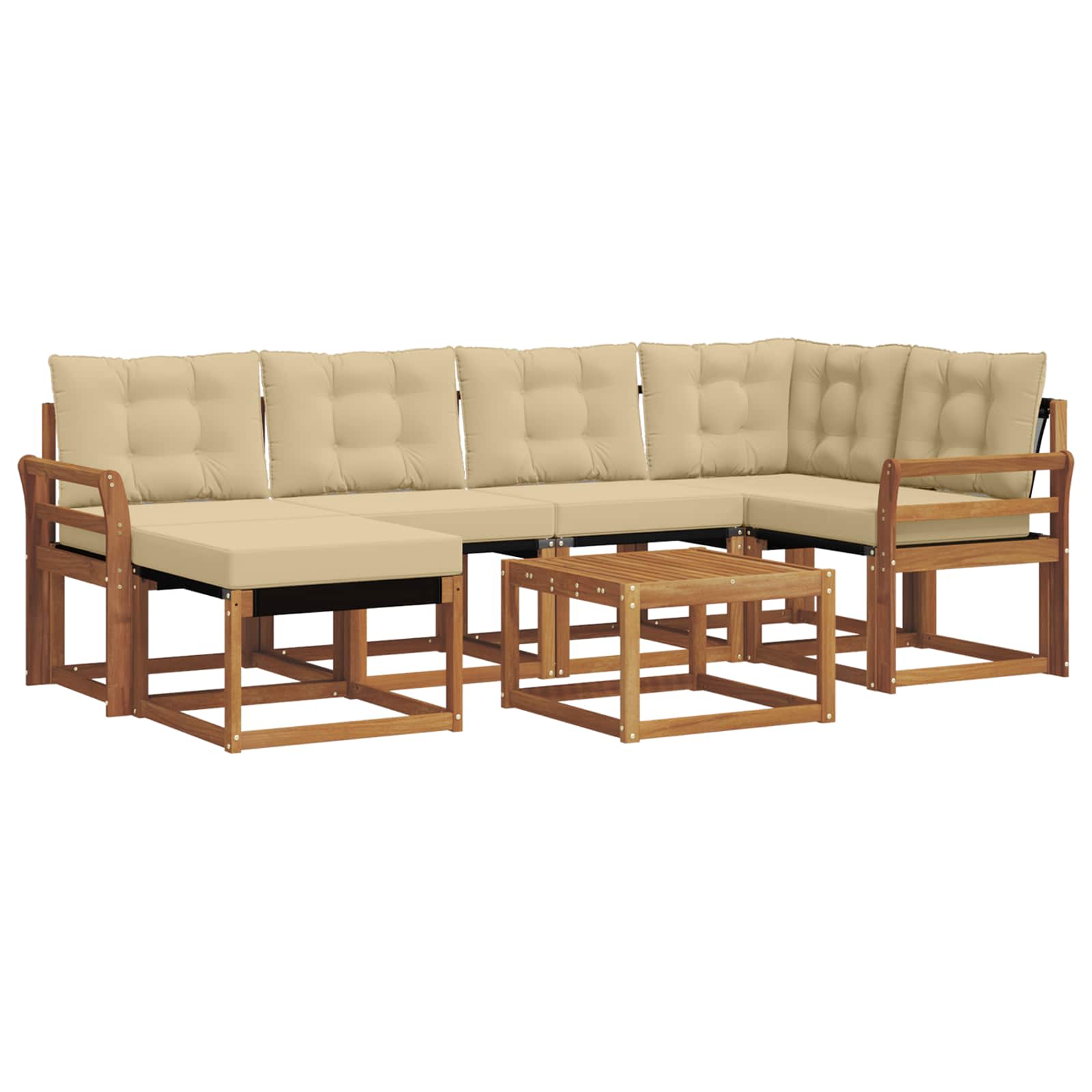 Set di divani con cuscino 7 pcs Naturale e Beige 3368860
