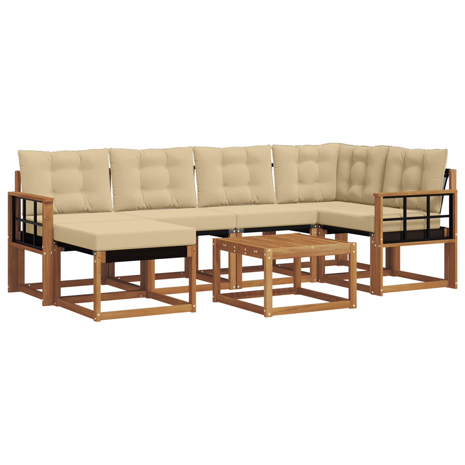 Set di divani con cuscino 7 pcs Naturale e Beige 3368864