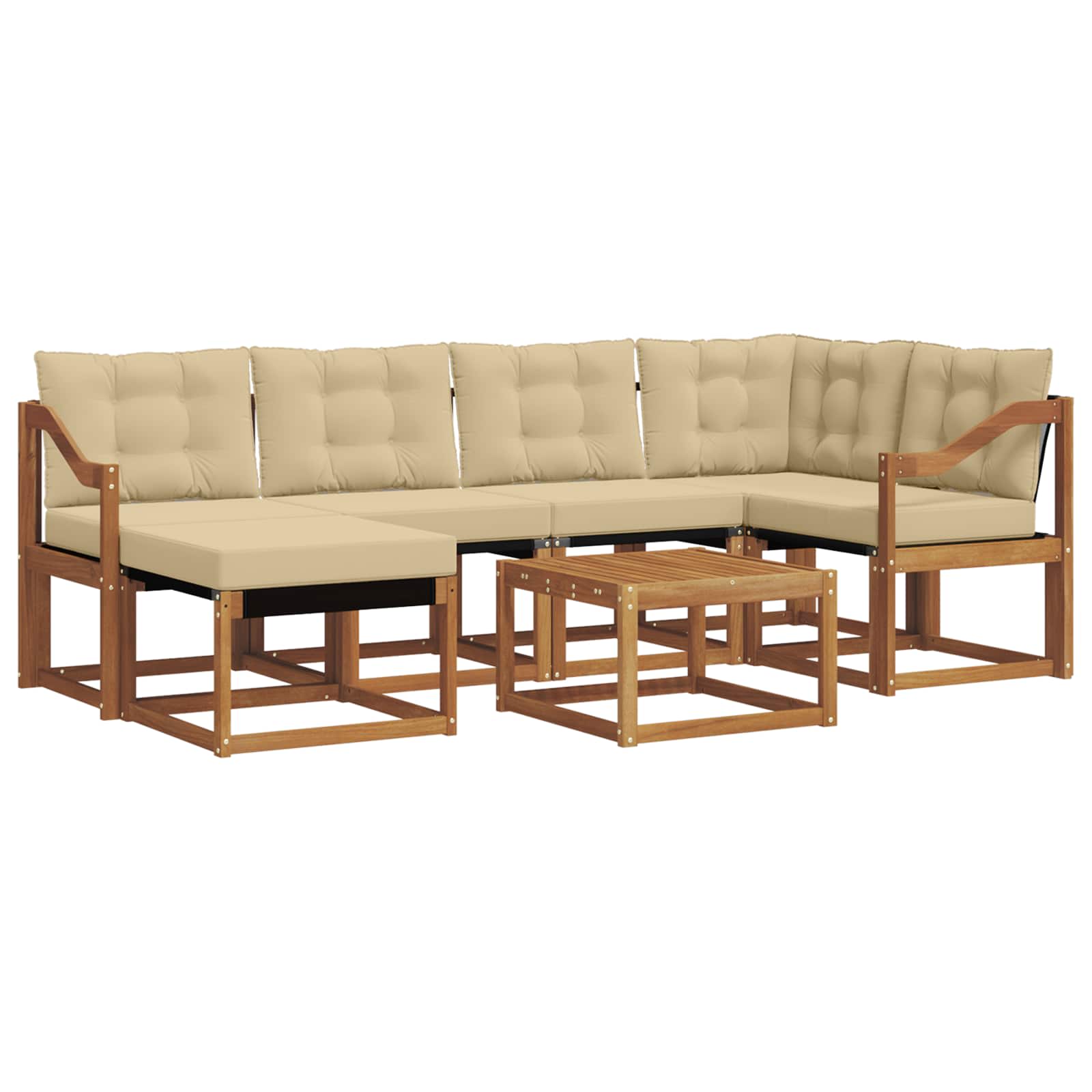 Set di divani con cuscino 7 pcs Naturale e Beige 3368868