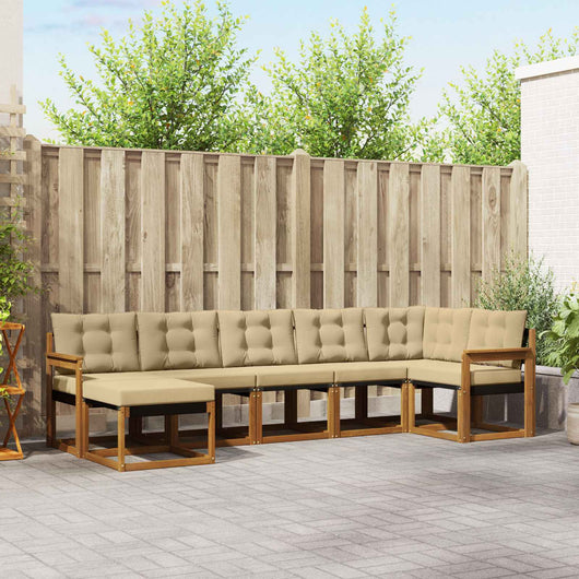 Set di divani con cuscino 7 pcs Naturale e Beige 3368876