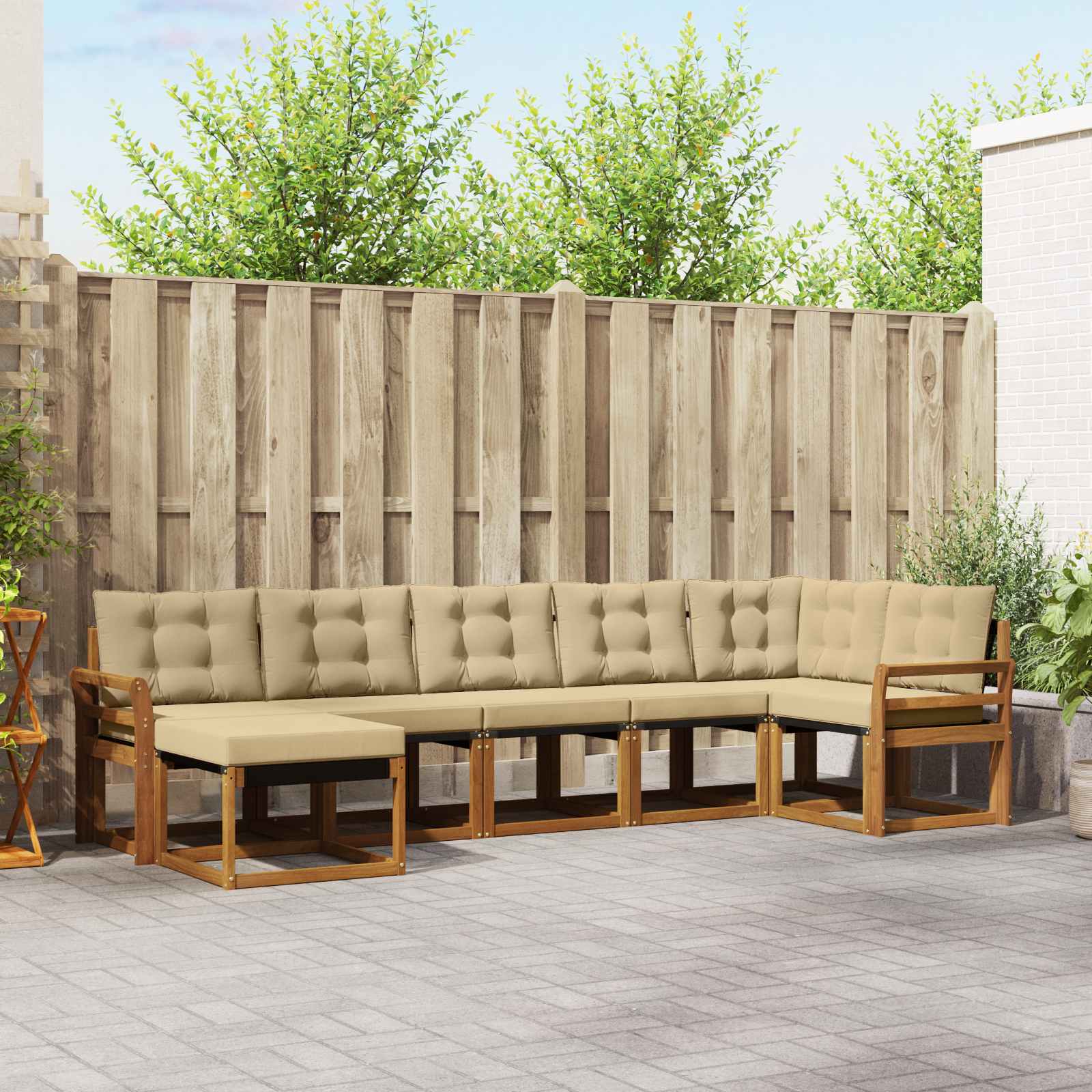 Set di divani con cuscino 7 pcs Naturale e Beige 3368884