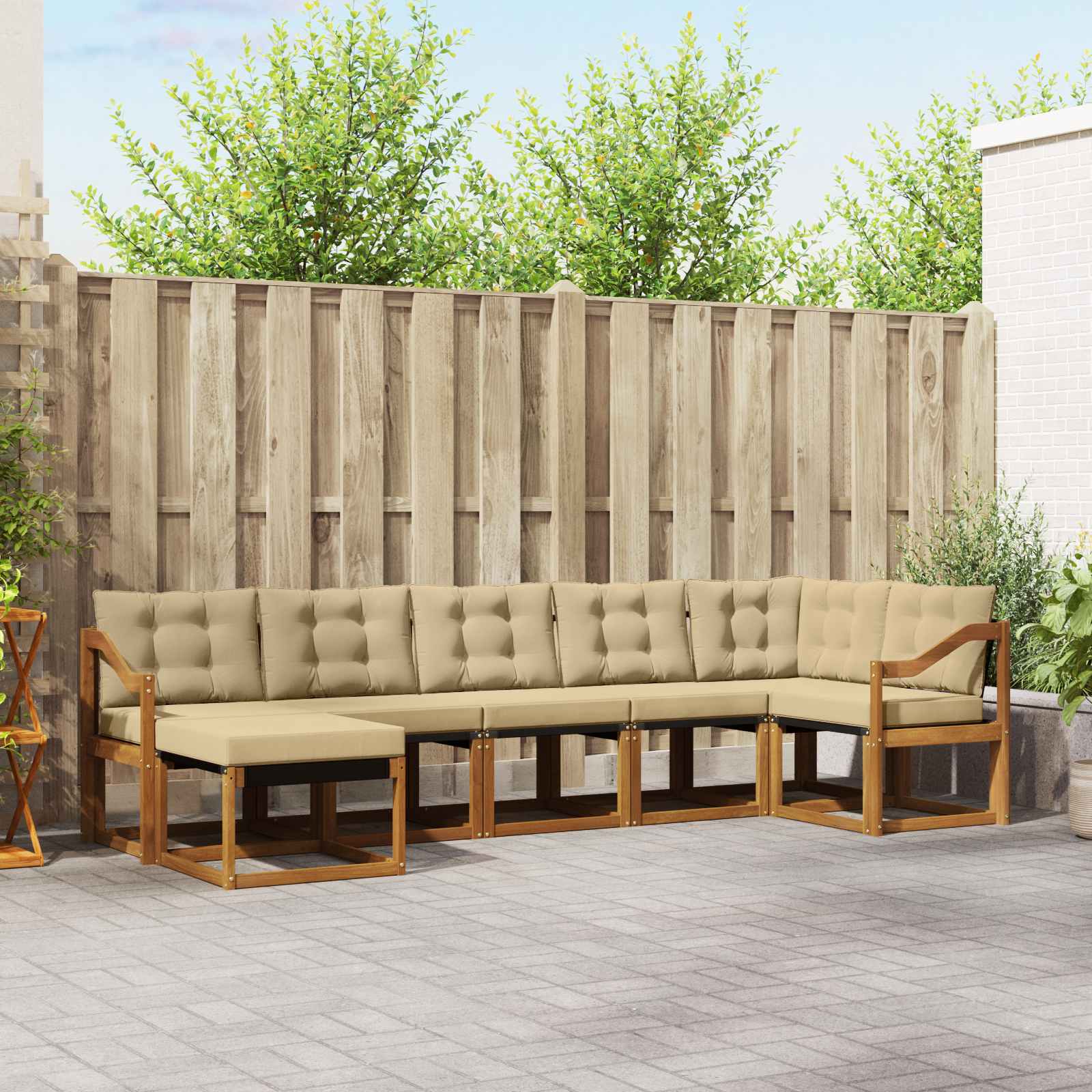 Set di divani con cuscino 7 pcs Naturale e Beige 3368892