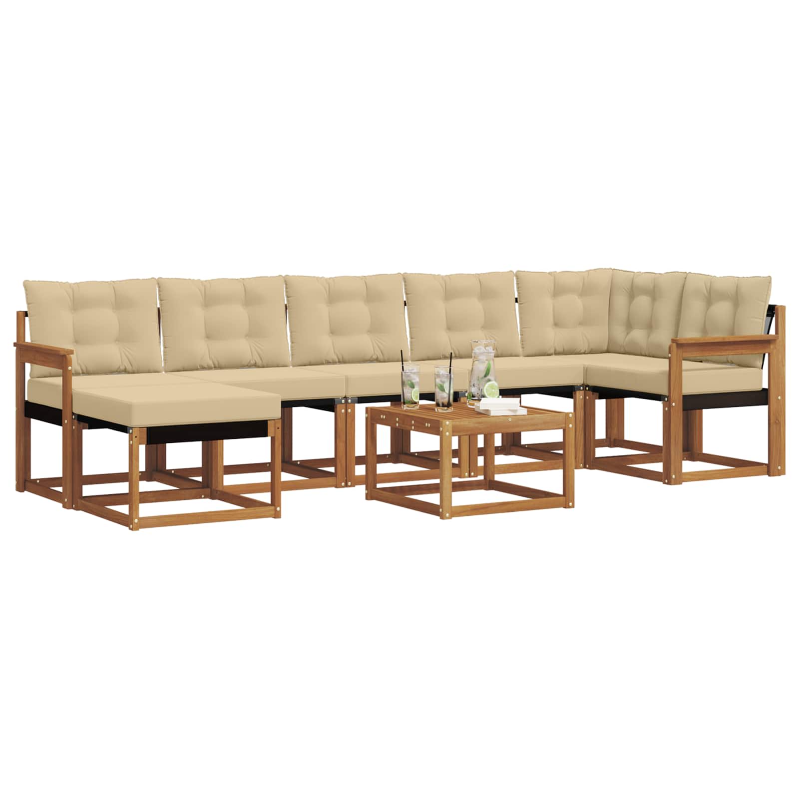 Set di divani con cuscino 8 pcs Naturale e Beige 3368900