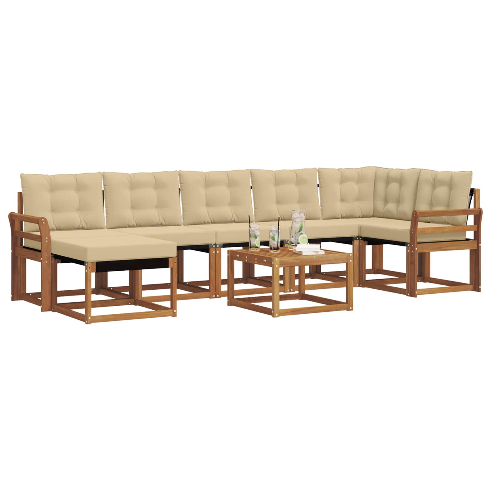 Set di divani con cuscino 8 pcs Naturale e Beige 3368908