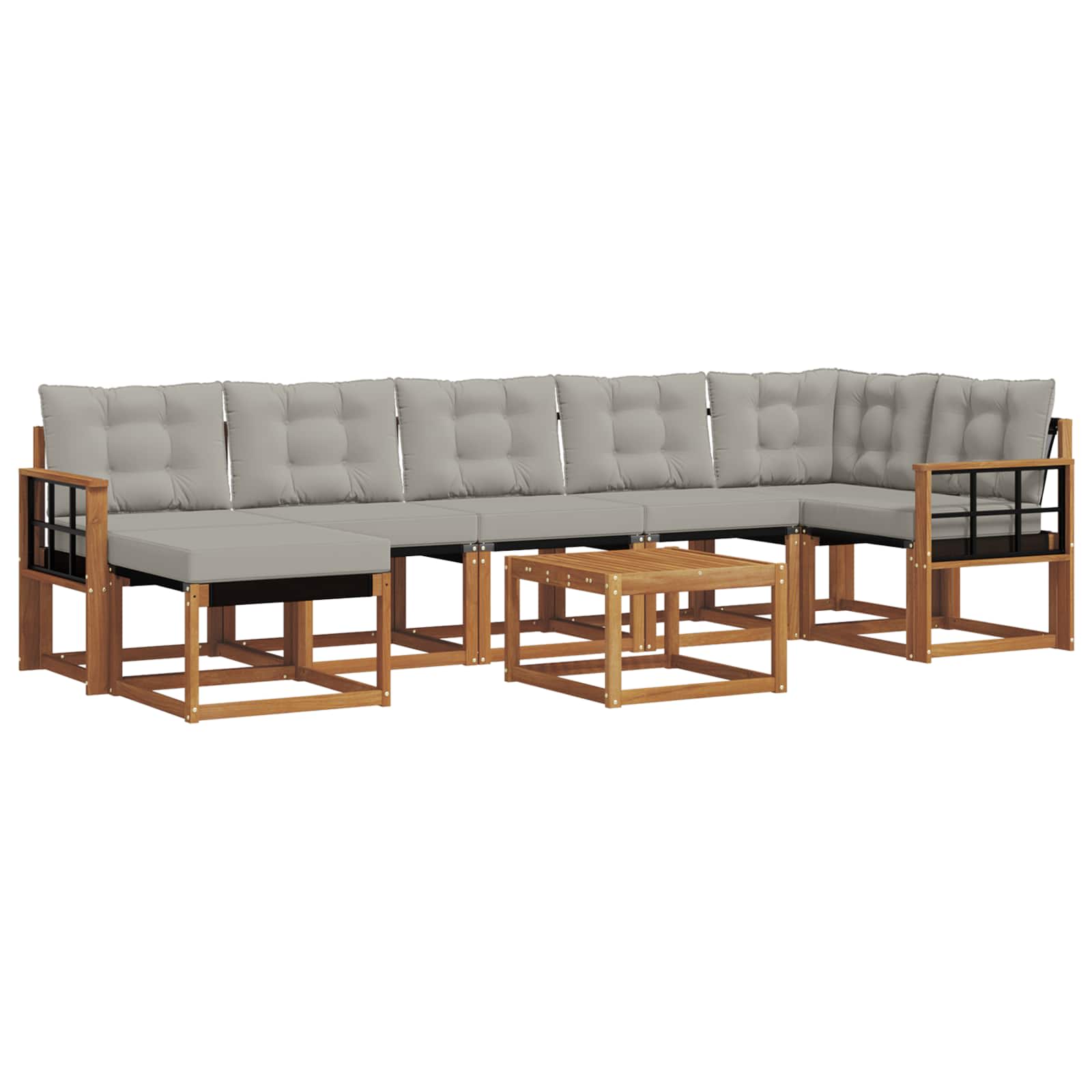 Set di divani da esterno 8 pcs Grigio Naturale e Chiaro 3368910