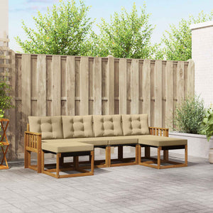 Set di divani da esterno con cuscino 6 pcs Naturale e Beige 3368928