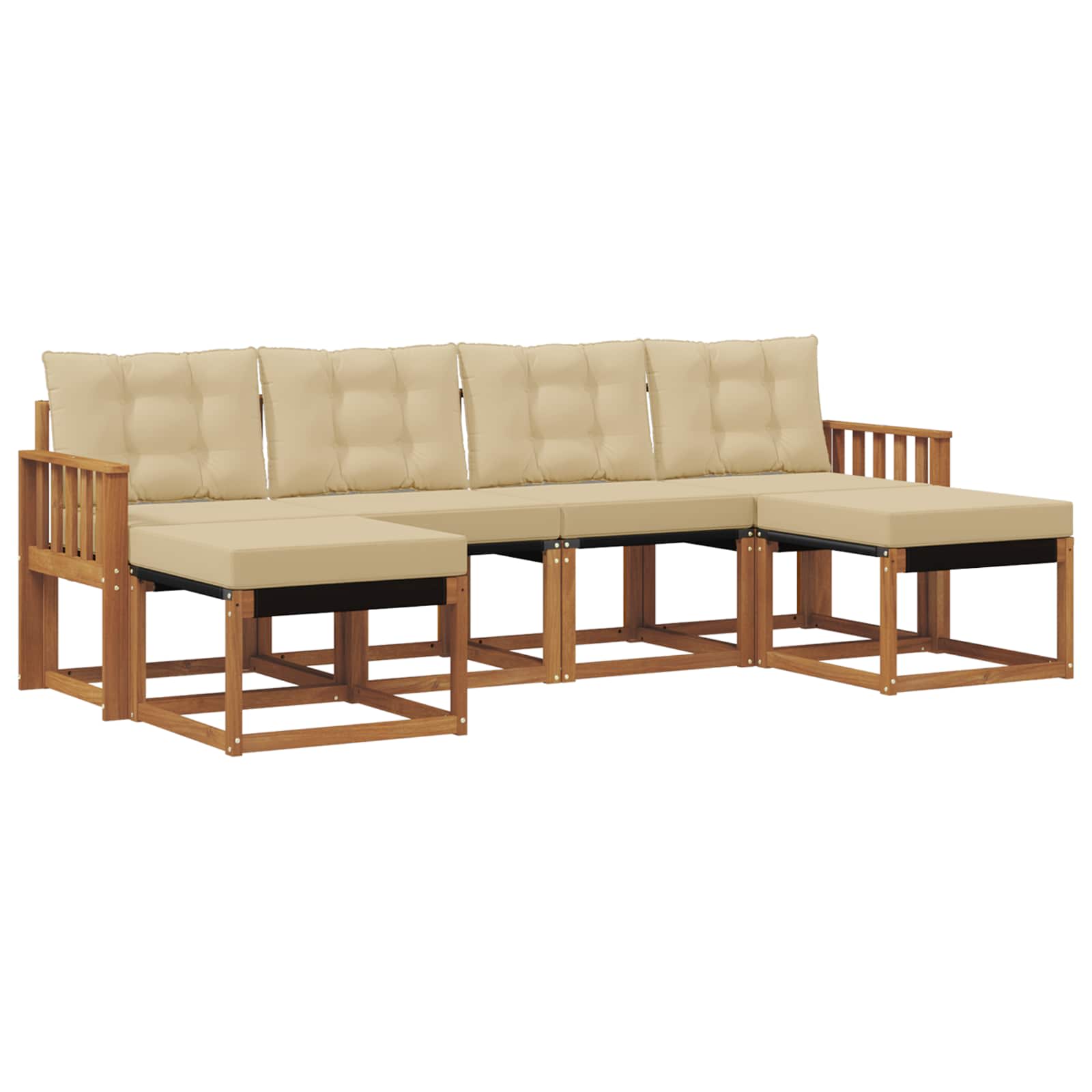 Set di divani da esterno con cuscino 6 pcs Naturale e Beige 3368928