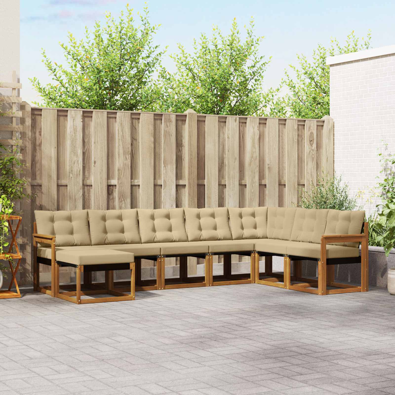 Set di divani con cuscino 8 pcs Naturale e Beige 3368948
