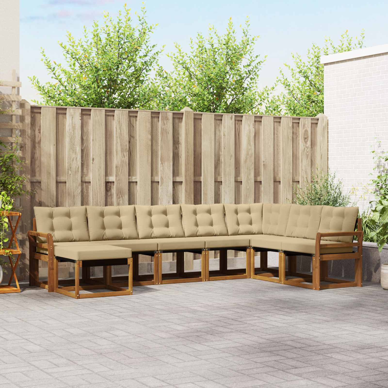 Set di divani con cuscino 8 pcs Naturale e Beige 3368956