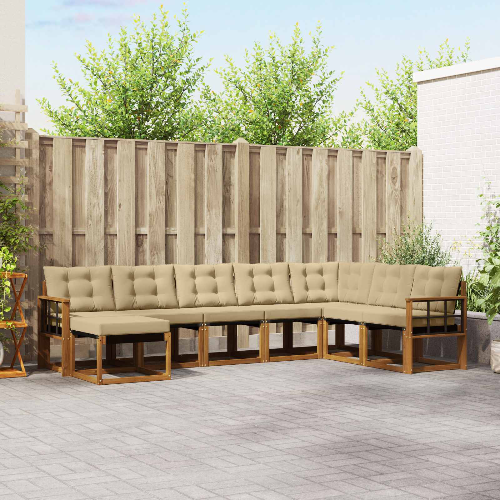 Set di divani con cuscino 8 pcs Naturale e Beige 3368960