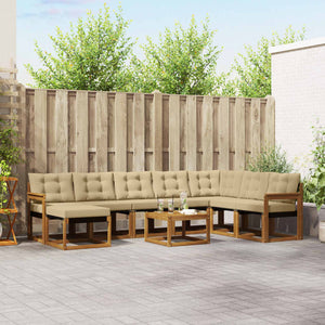 Set di divani con cuscino 9 pcs Naturale e Beige 3368972