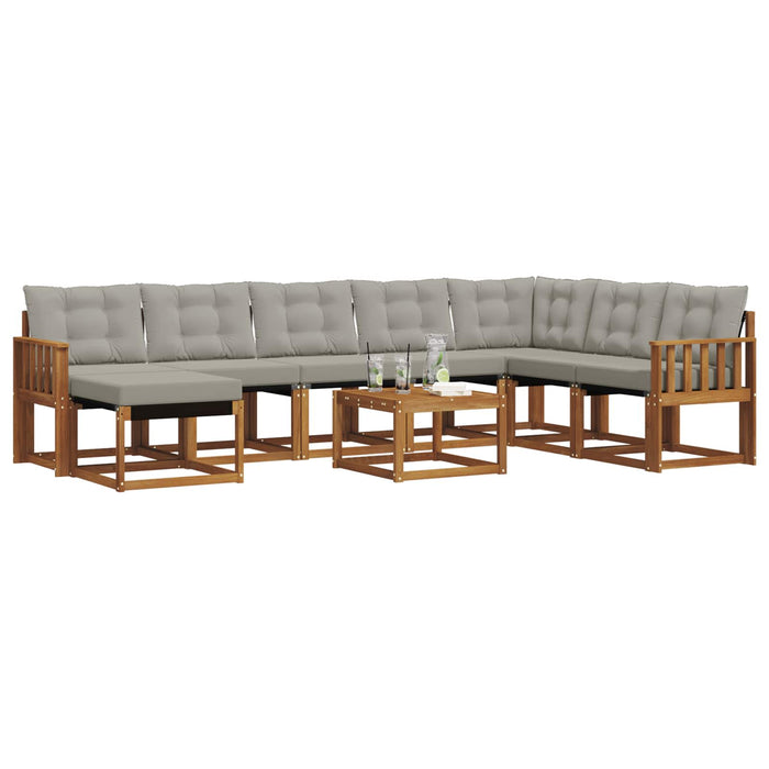 Set di divani da esterno 9 pcs Grigio Naturale e Chiaro 3368974