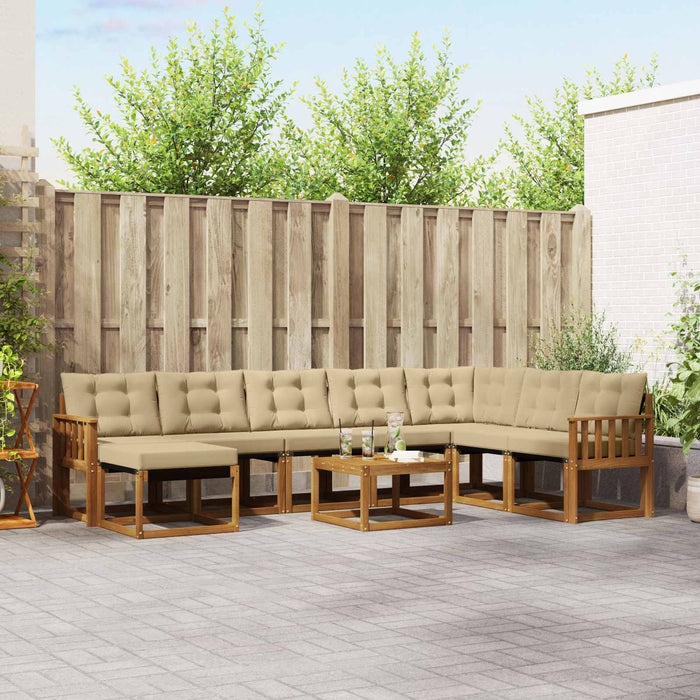 Set di divani con cuscino 9 pcs Naturale e Beige 3368976