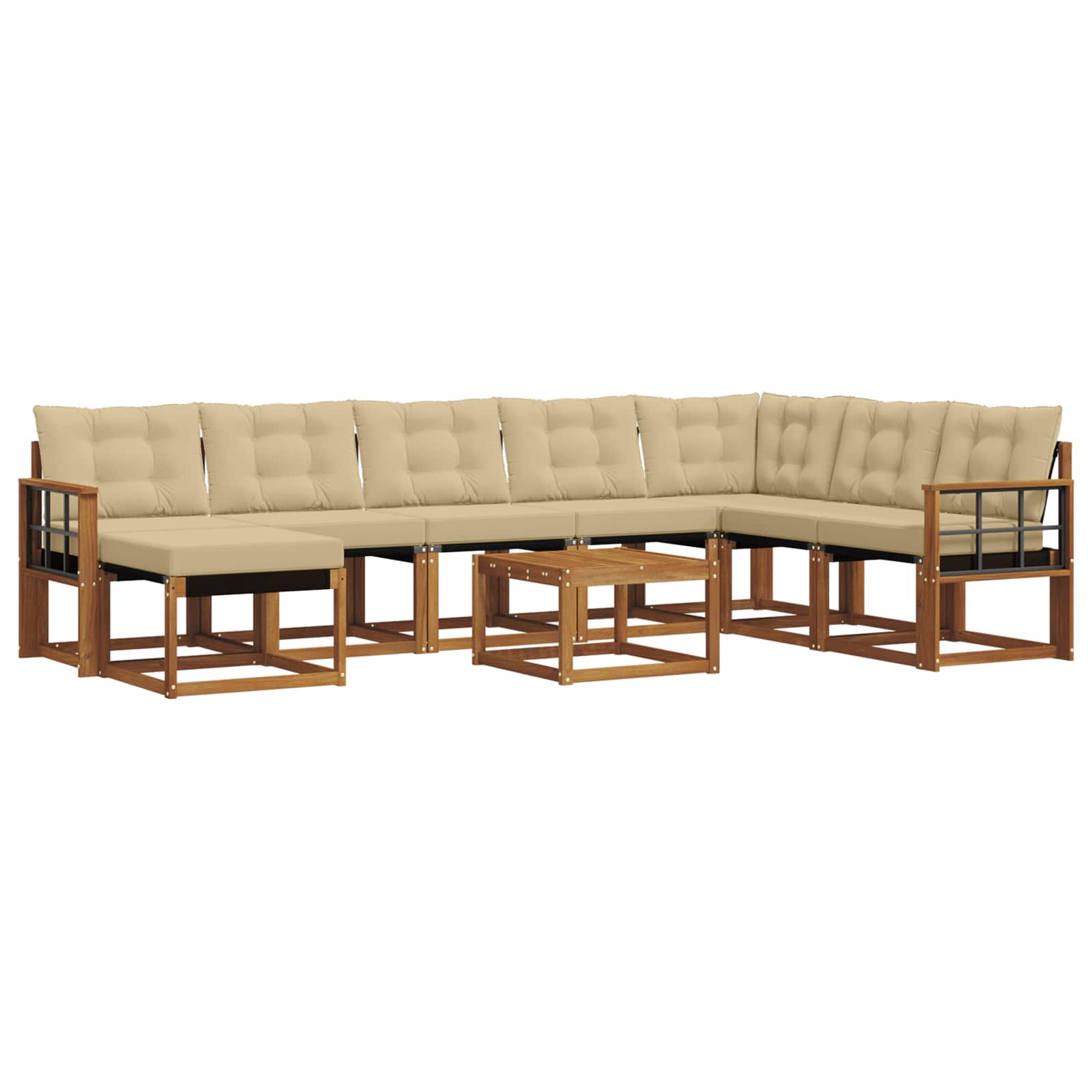 Set di divani con cuscino 9 pcs Naturale e Beige 3368984
