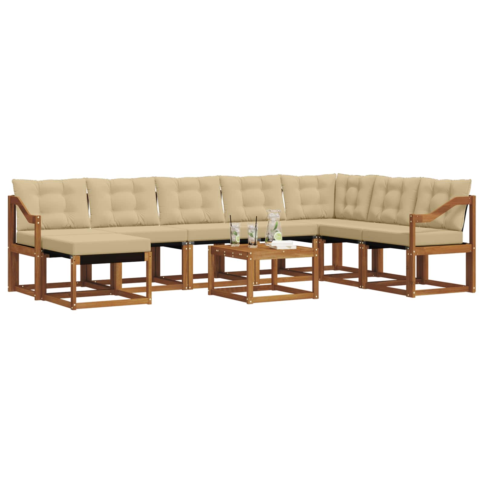 Set di divani con cuscino 9 pcs Naturale e Beige 3368988