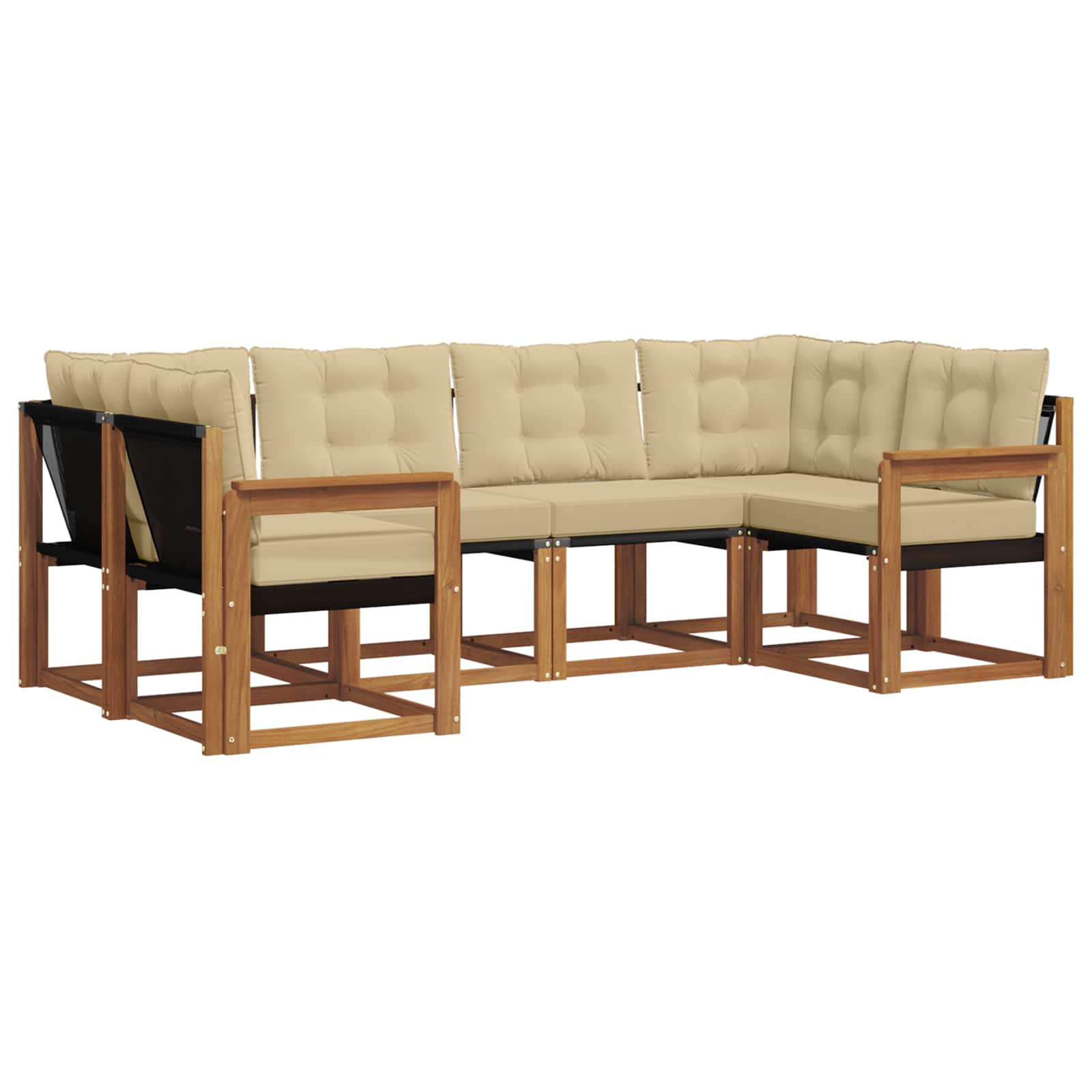 Set di divani da esterno con cuscino 6 pcs Naturale e Beige 3368996
