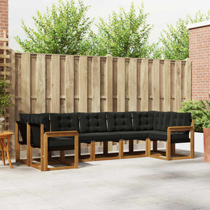Set di divani da esterno con cuscino 7 pcs Naturale e Nero 3369019