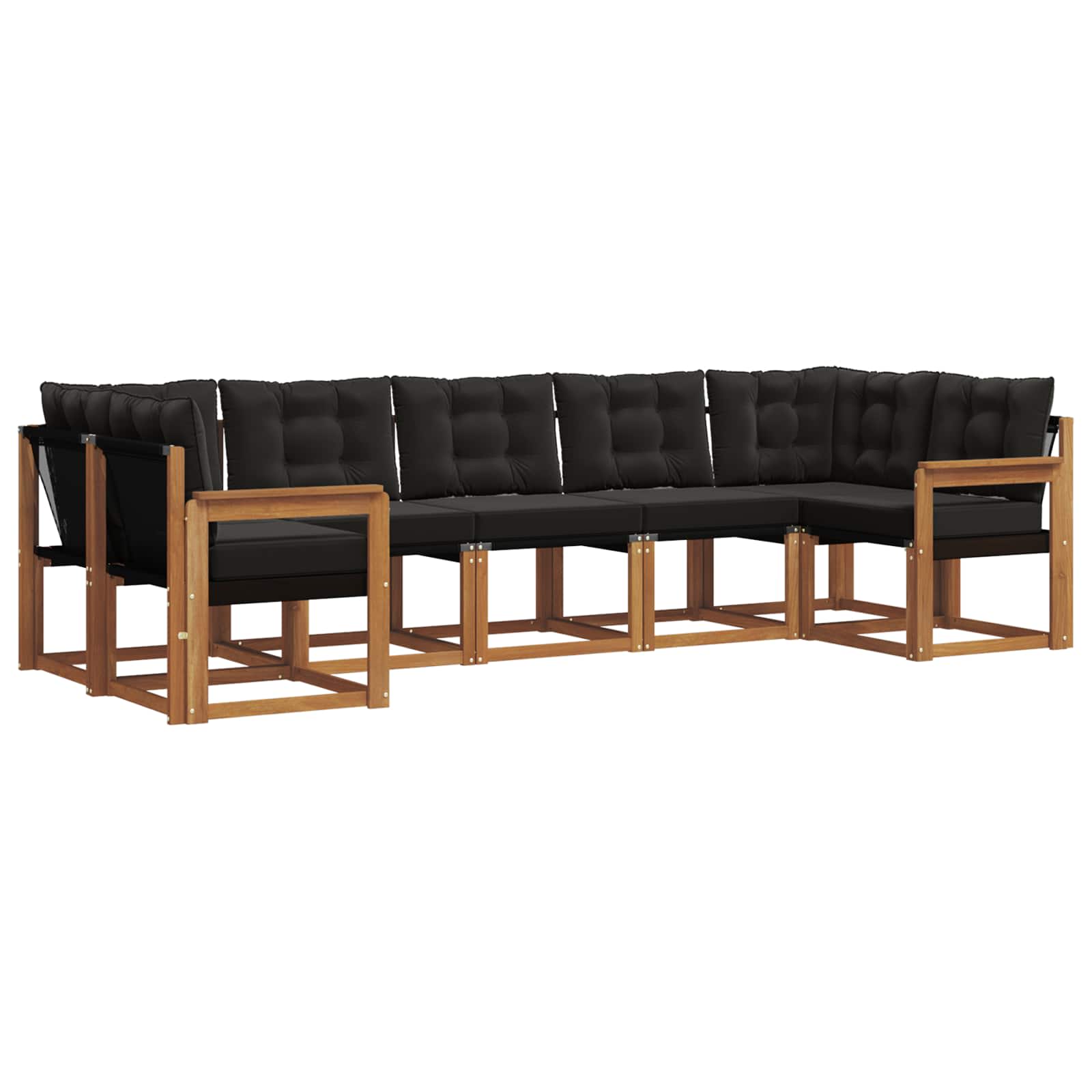 Set di divani da esterno con cuscino 7 pcs Naturale e Nero 3369019