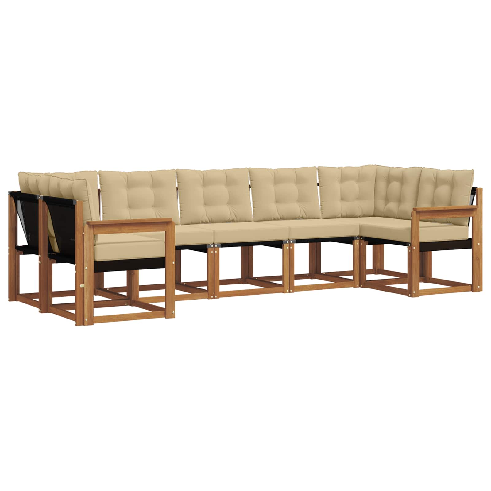 Set di divani da esterno con cuscino 7 pcs Naturale e Beige 3369020