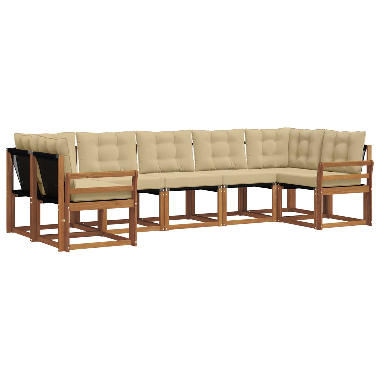 Set di divani da esterno con cuscino 7 pcs Naturale e Beige 3369028