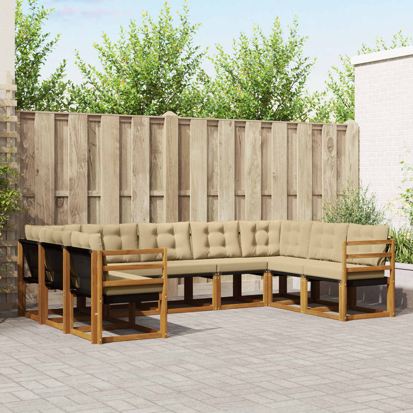 Set di divani da esterno con cuscino 29 pcs Naturale e Beige 3369040