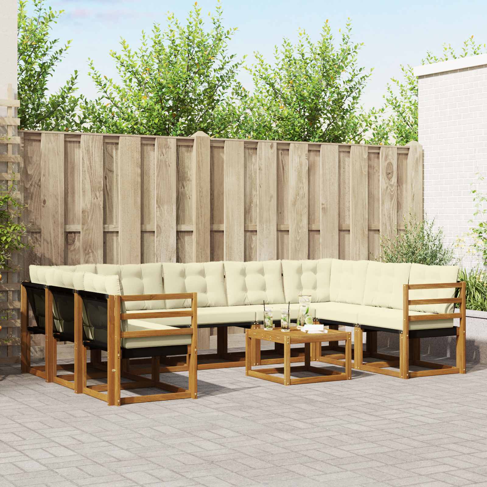 Set di divani da esterno con cuscino 30 pcs Naturale e Crema 3369061