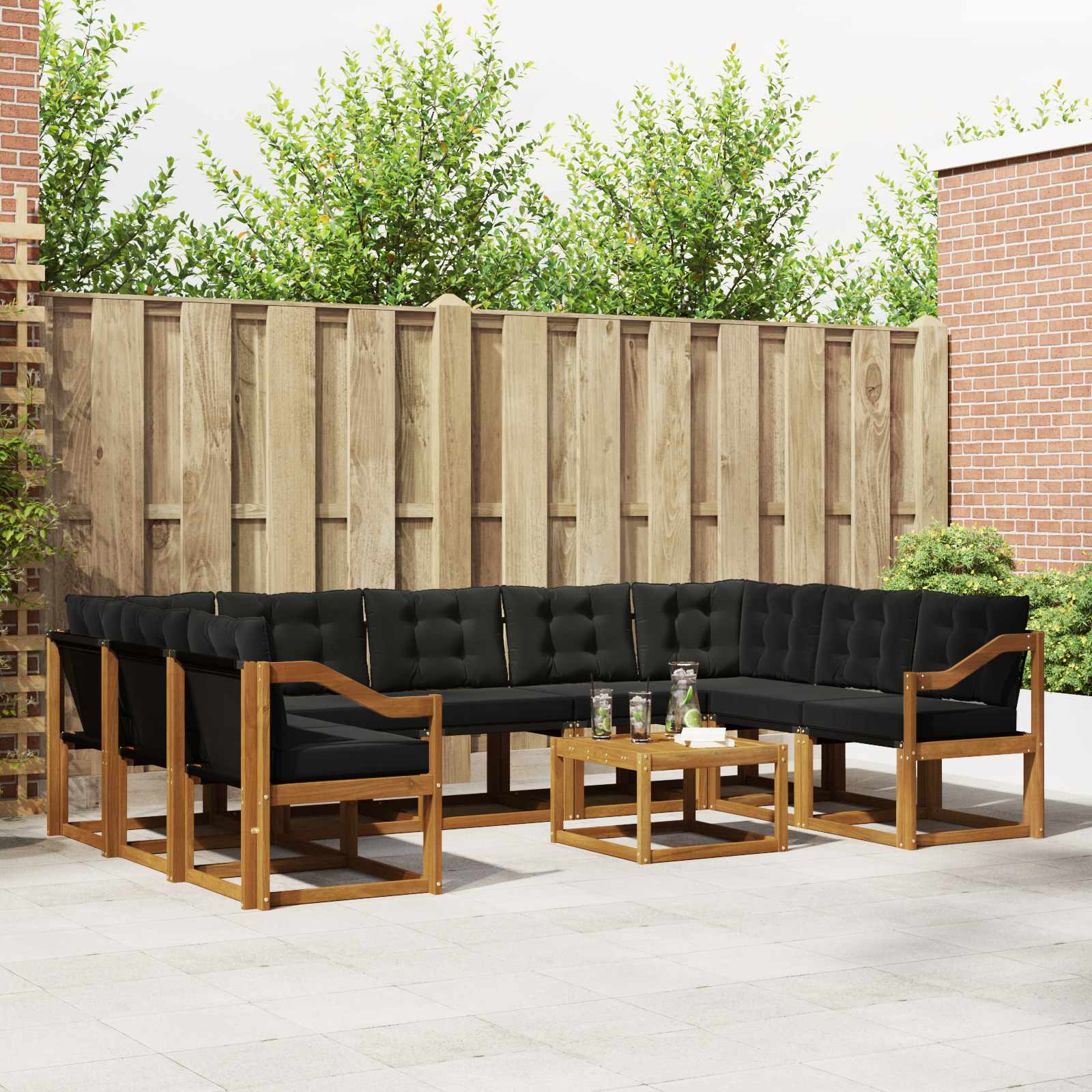 Set di divani da esterno con cuscino 30 pcs Naturale e Nero 3369083