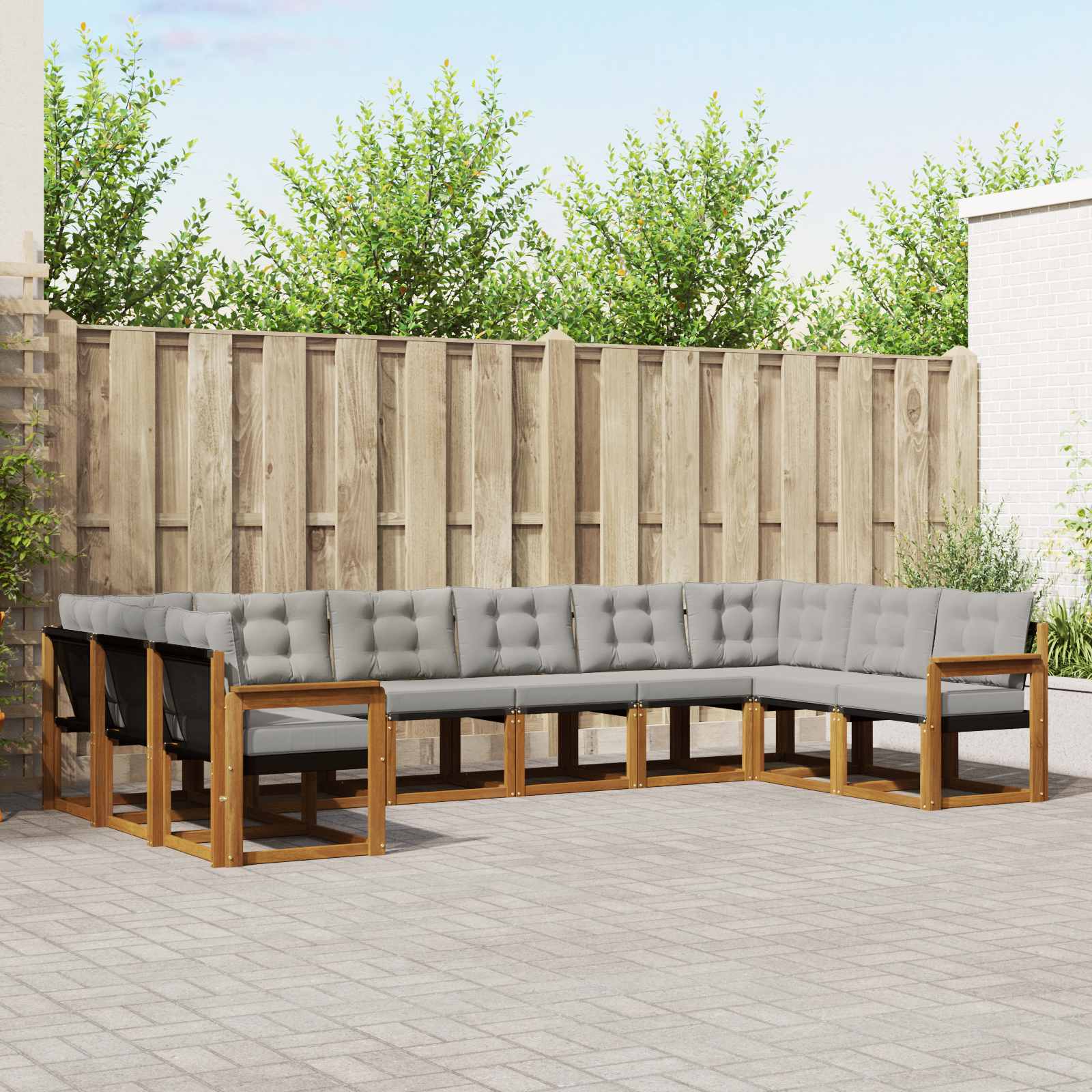 Set di divani da esterno 10 pcs Grigio Naturale e Chiaro 3369090