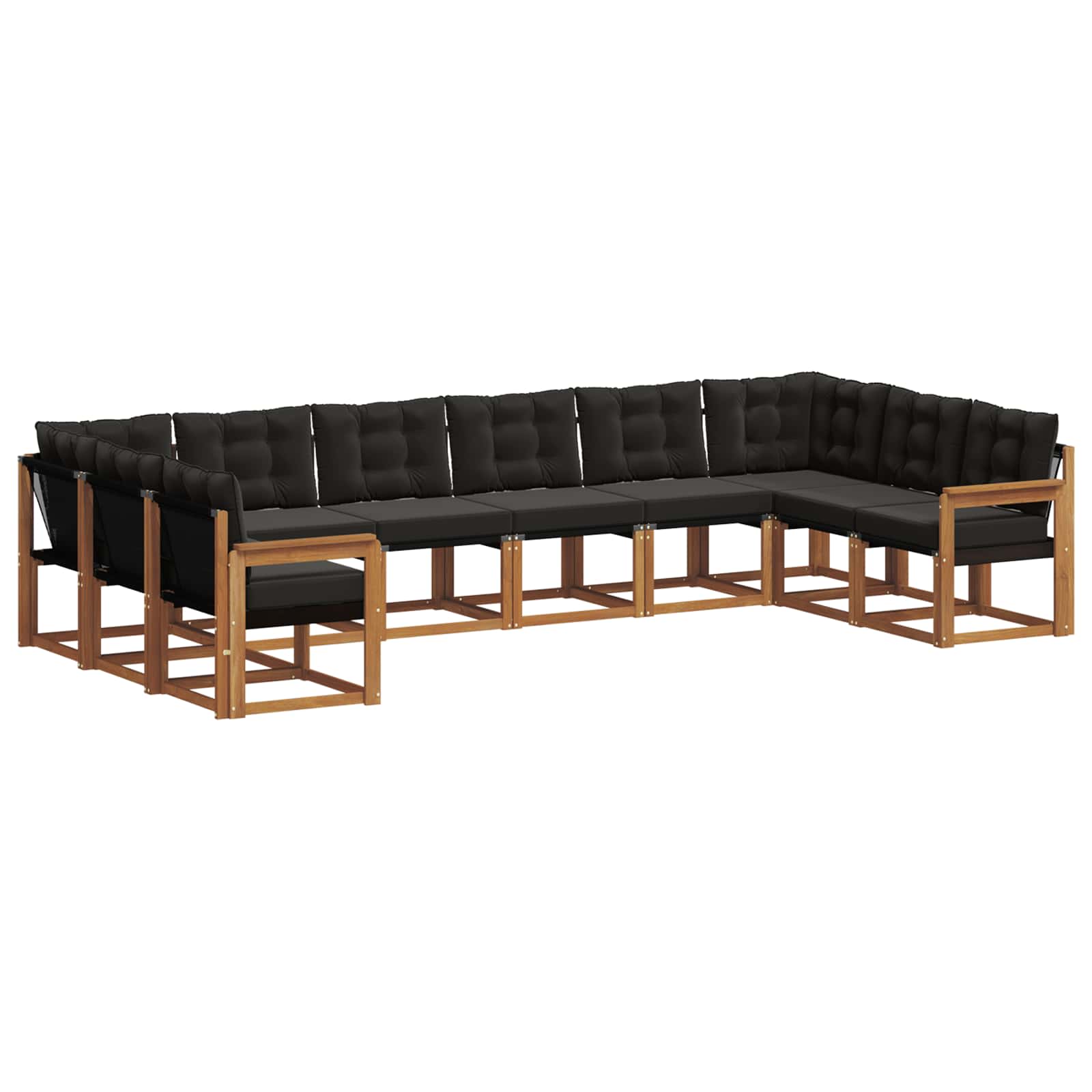 Set di divani da esterno con cuscino 10 pcs Naturale e Nero 3369091