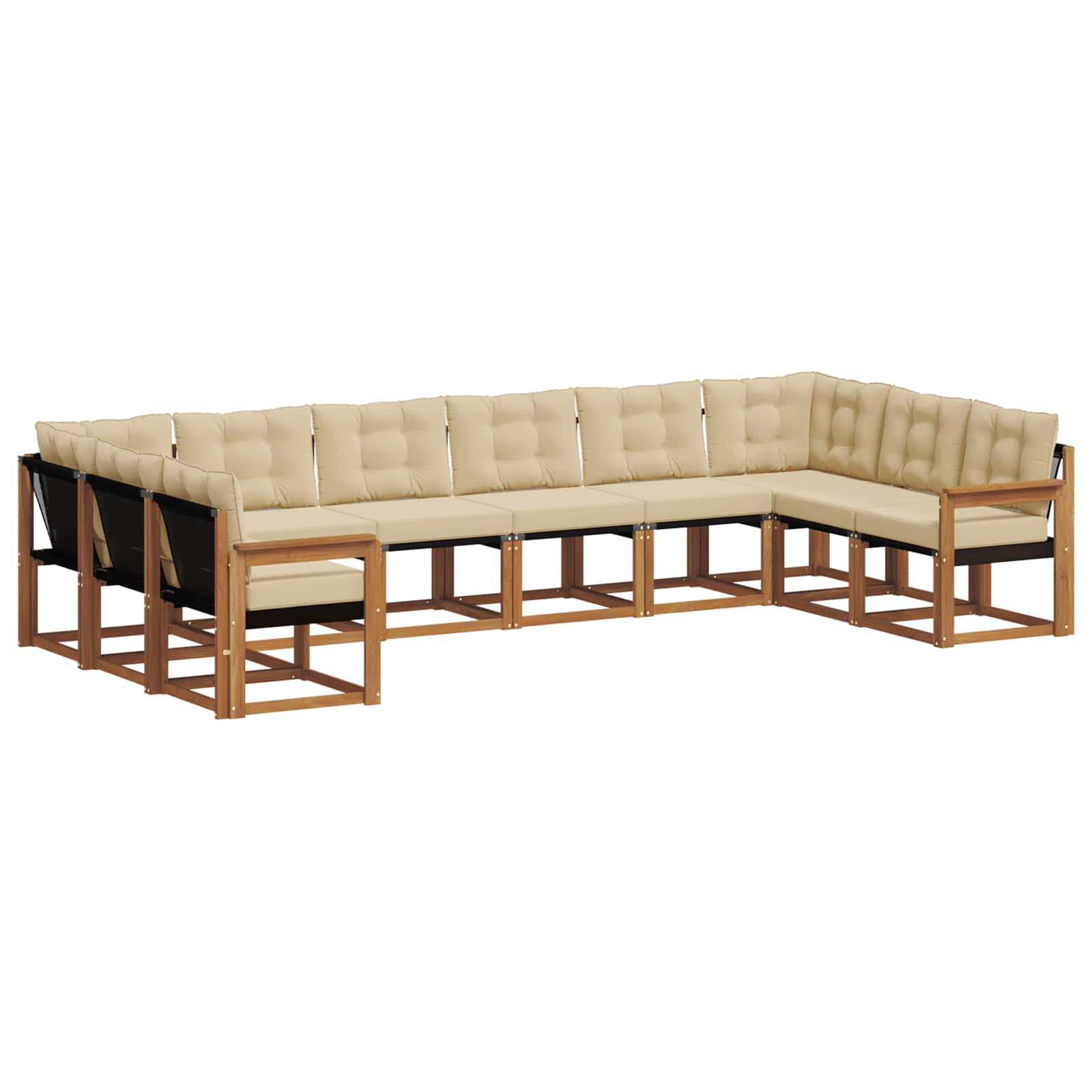 Set di divani da esterno con cuscino 10 pcs Naturale e Beige 3369092