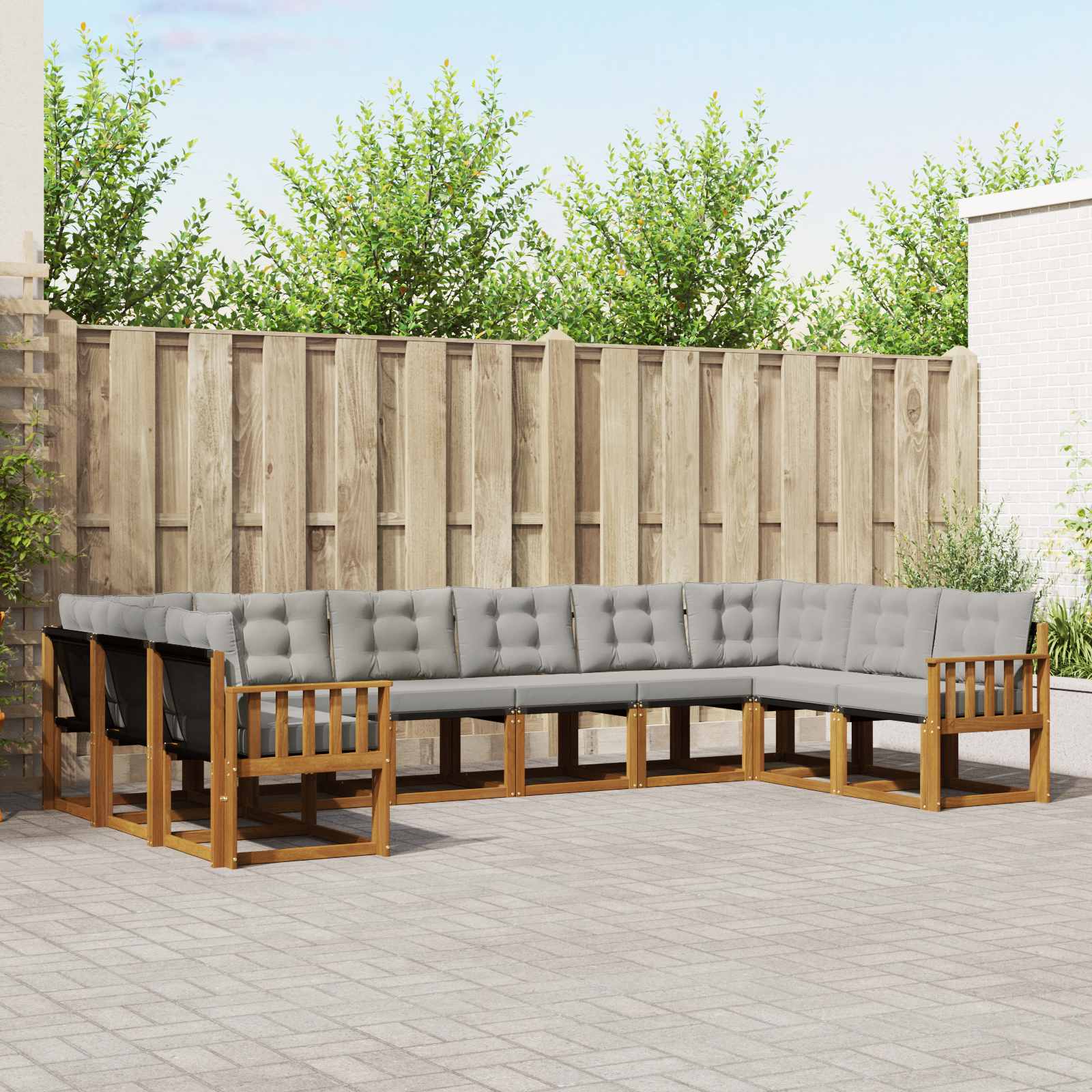 Set di divani da esterno 10 pcs Grigio Naturale e Chiaro 3369094