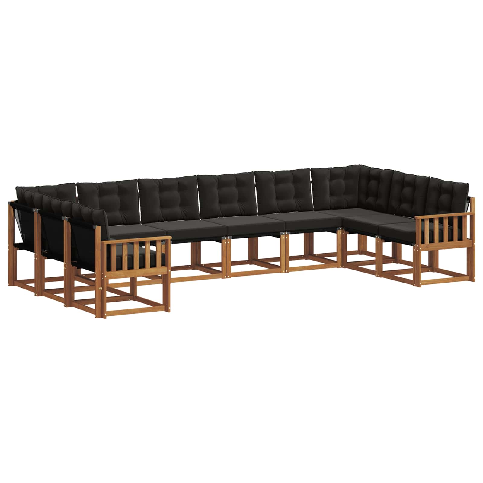Set di divani da esterno con cuscino 10 pcs Naturale e Nero 3369095