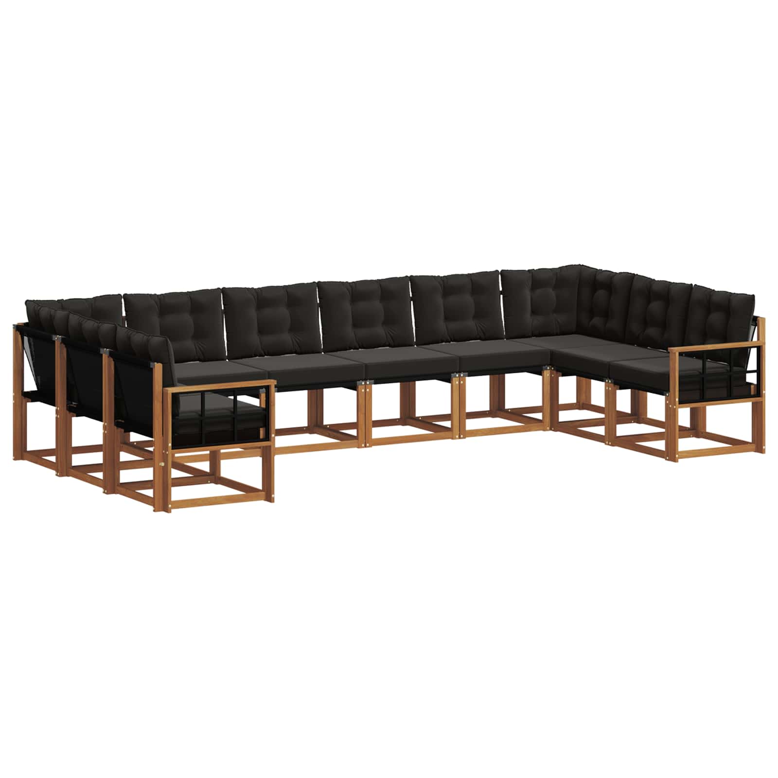Set di divani da esterno con cuscino 10 pcs Naturale e Nero 3369103