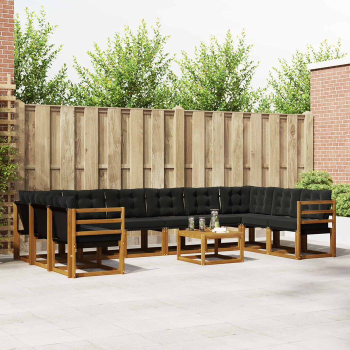 Set di divani da esterno con cuscino 11 pcs Naturale e Nero 3369111