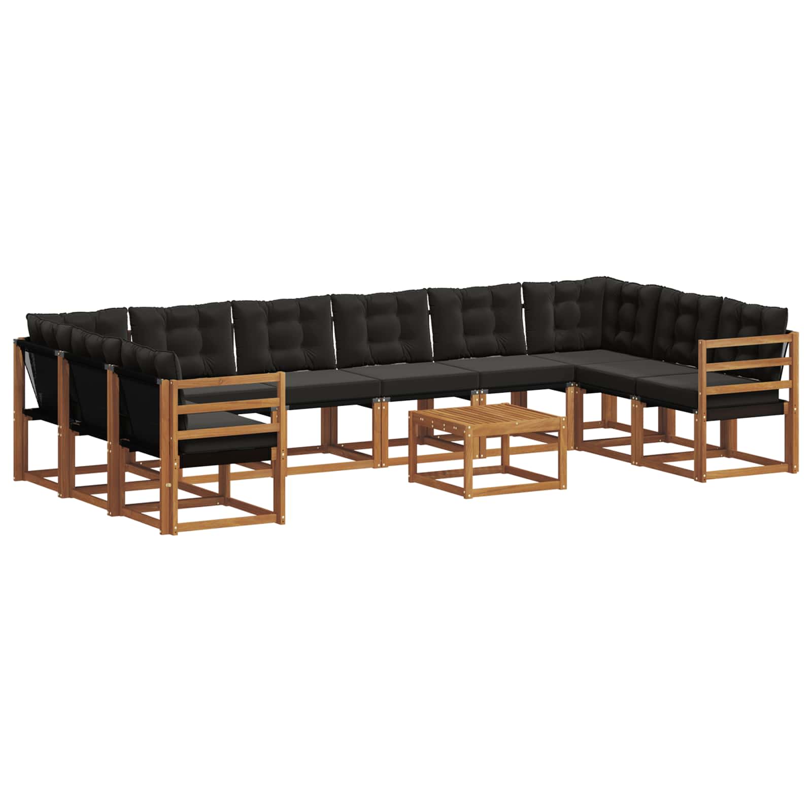 Set di divani da esterno con cuscino 11 pcs Naturale e Nero 3369111