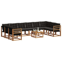 Set di divani da esterno con cuscino 11 pcs Naturale e Nero 3369111
