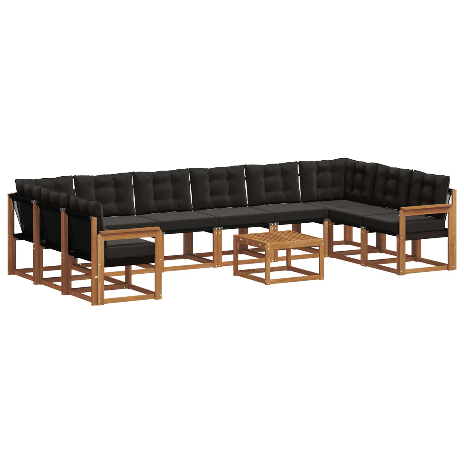 Set di divani da esterno con cuscino 11 pcs Naturale e Nero 3369115