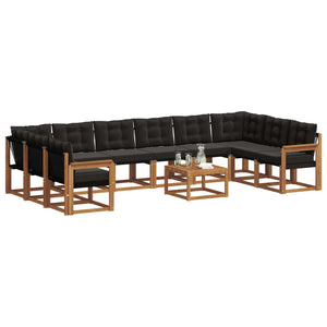 Set di divani da esterno con cuscino 11 pcs Naturale e Nero 3369115