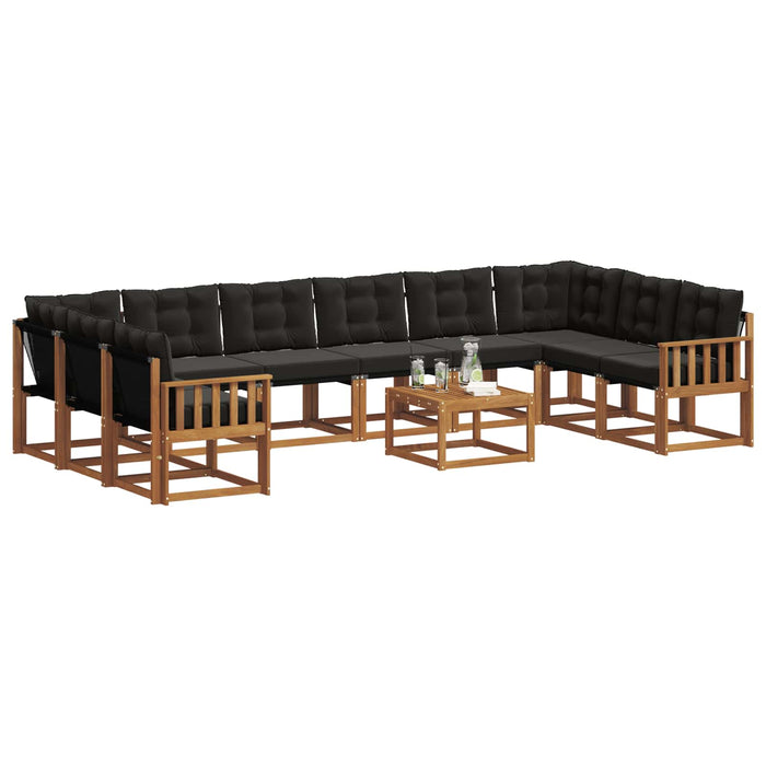 Set di divani da esterno con cuscino 11 pcs Naturale e Nero 3369119