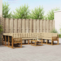 Set di divani da esterno con cuscino 11 pcs Naturale e Beige 3369120