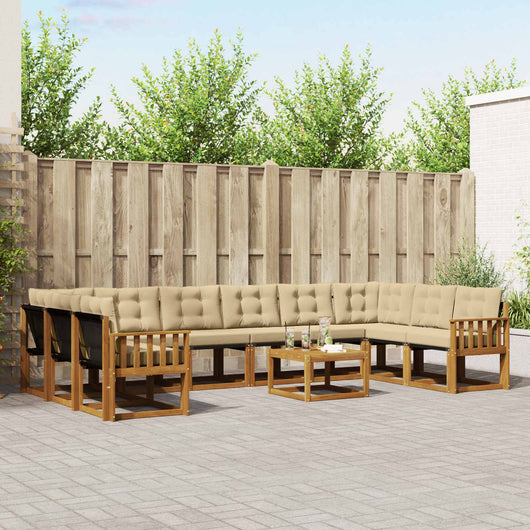 Set di divani da esterno con cuscino 11 pcs Naturale e Beige 3369120