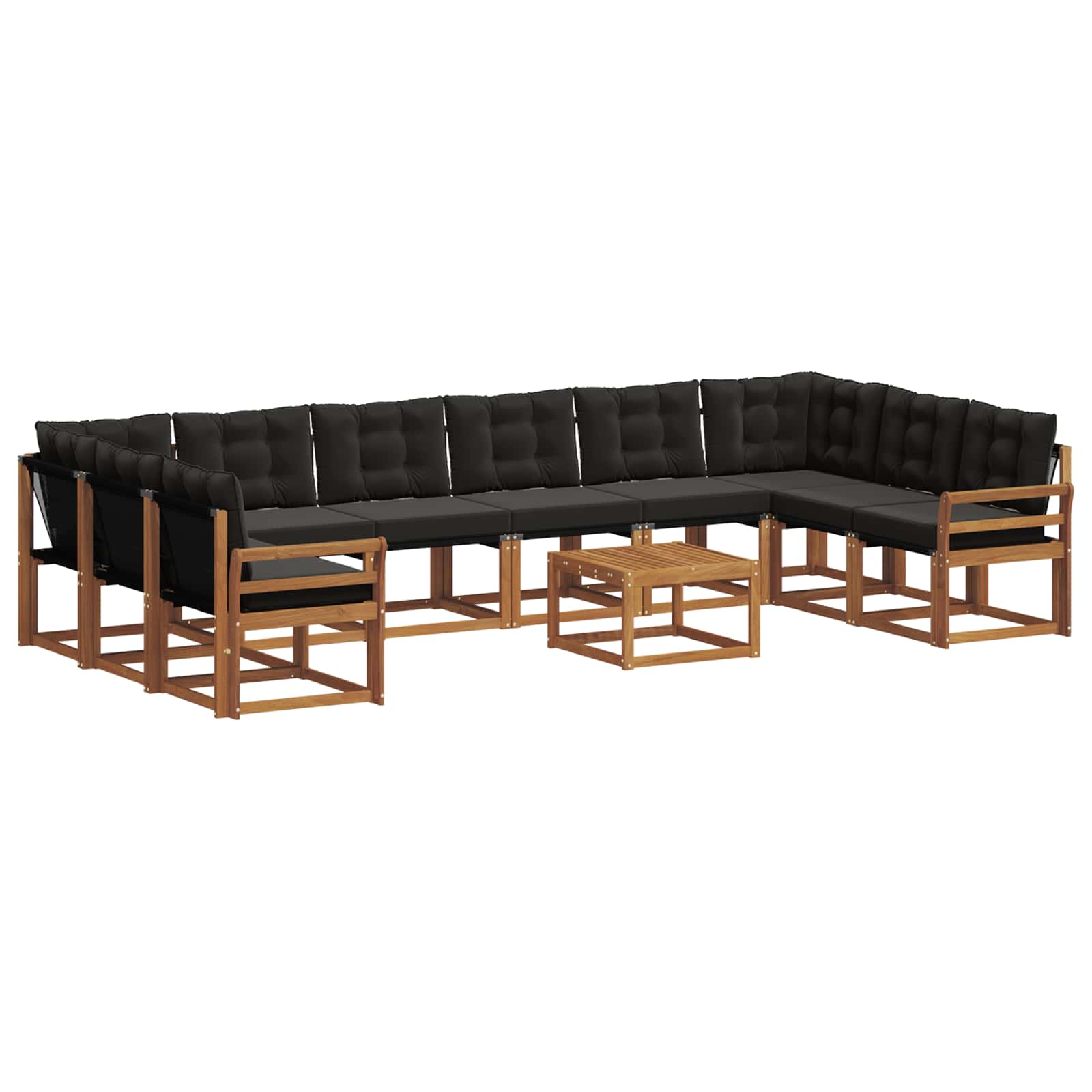 Set di divani da esterno con cuscino 11 pcs Naturale e Nero 3369123
