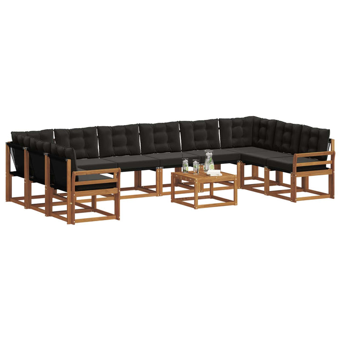 Set di divani da esterno con cuscino 11 pcs Naturale e Nero 3369123
