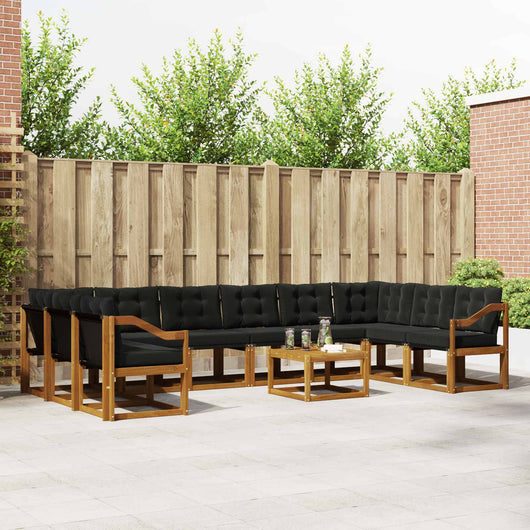 Set di divani da esterno con cuscino 11 pcs Naturale e Nero 3369131