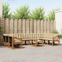 Set di divani da esterno con cuscino 11 pcs Naturale e Beige 3369132