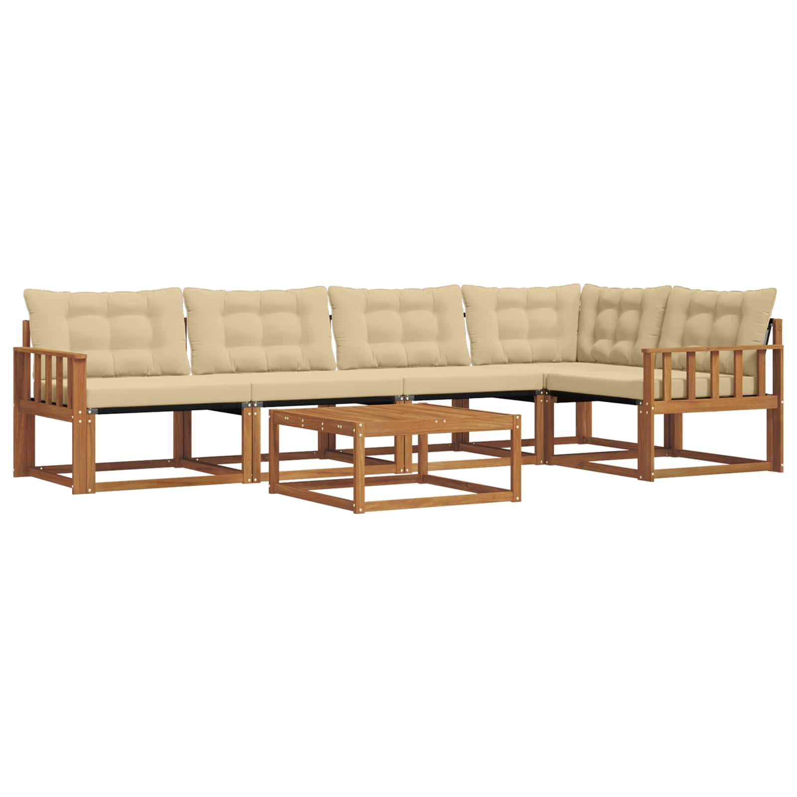 Set di divani da esterno con cuscino 6 pcs Naturale e Beige 3369480