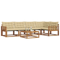 Set di divani da esterno con cuscino 6 pcs Naturale e Beige 3369480