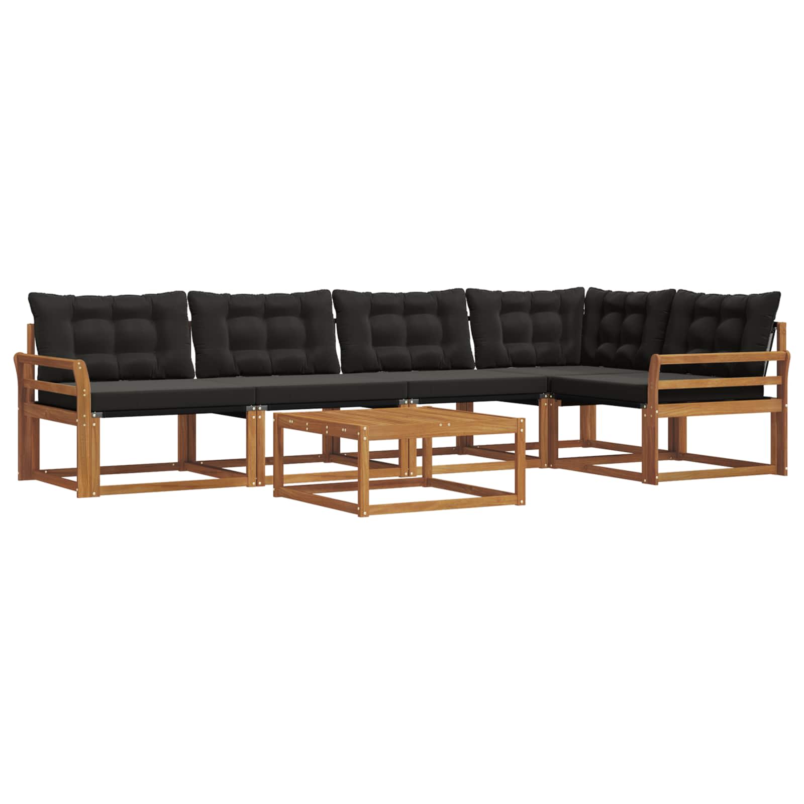 Set di divani da esterno con cuscino 6 pcs Naturale e Nero 3369483