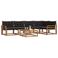 Set di divani da esterno con cuscino 6 pcs Naturale e Nero 3369483
